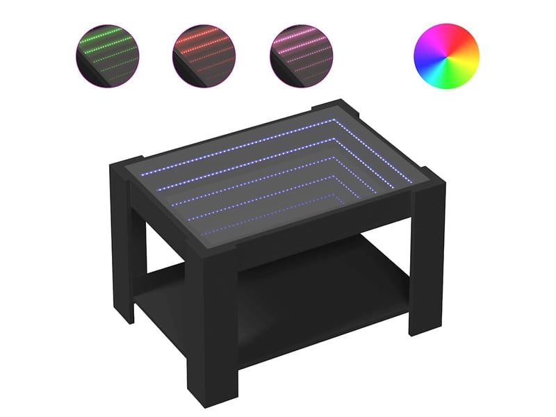  Table basse - table de salon - table à thé avec led noir 73x53x45 cm bois d'ingénierie  - Conforama A