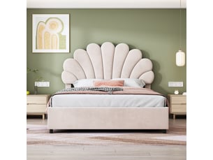 Lit coffre 140x200 cm <strong>REDOM</strong>  <strong></strong> coloris beige