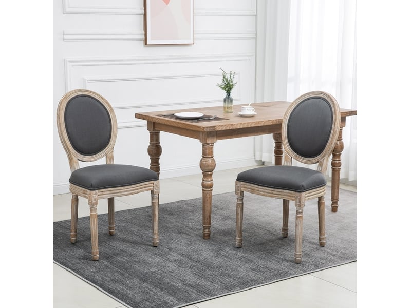  Lot de 2 chaises de salle à manger en tissu aspect lin gris et bois naturel, 49 x 56 x 96 cm  - Conforama B