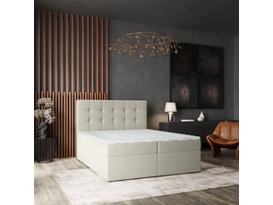 Lit avec rangement 140x200 cm <strong>MASSENO</strong> <strong></strong> coloris beige
