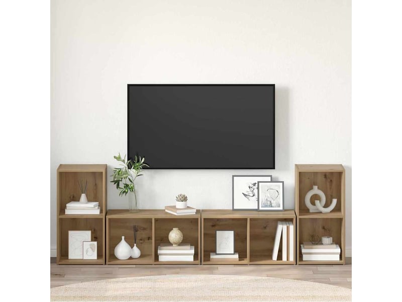  Ensemble meuble tv - banc tv - meuble de rangement 4 pcs chêne artisanal bois d'ingénierie  - Conforama D