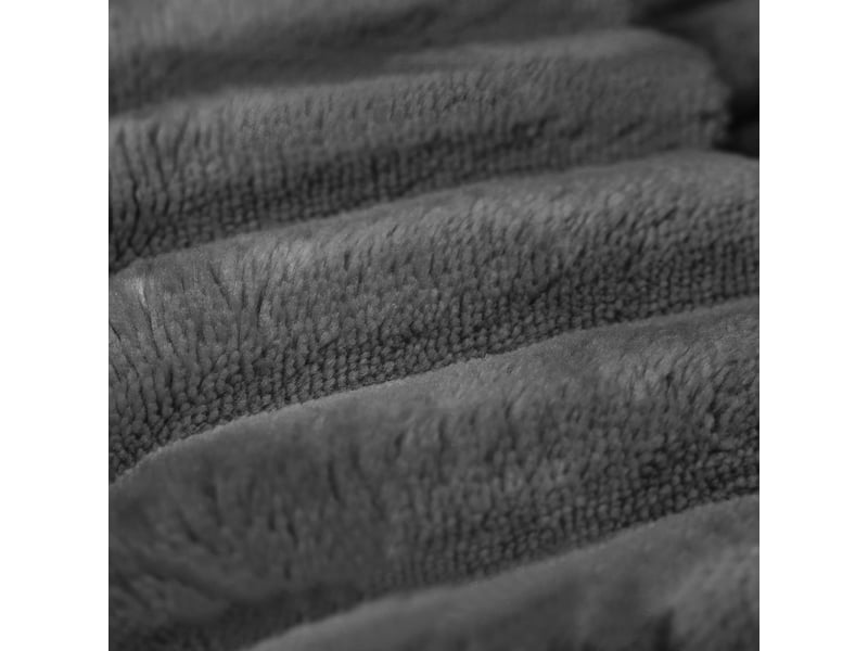 Canapé modulable 3 places avec 3 pouf en tissu velours côtelé gris foncé,coussins déhoussables, sans montage - Conforama E