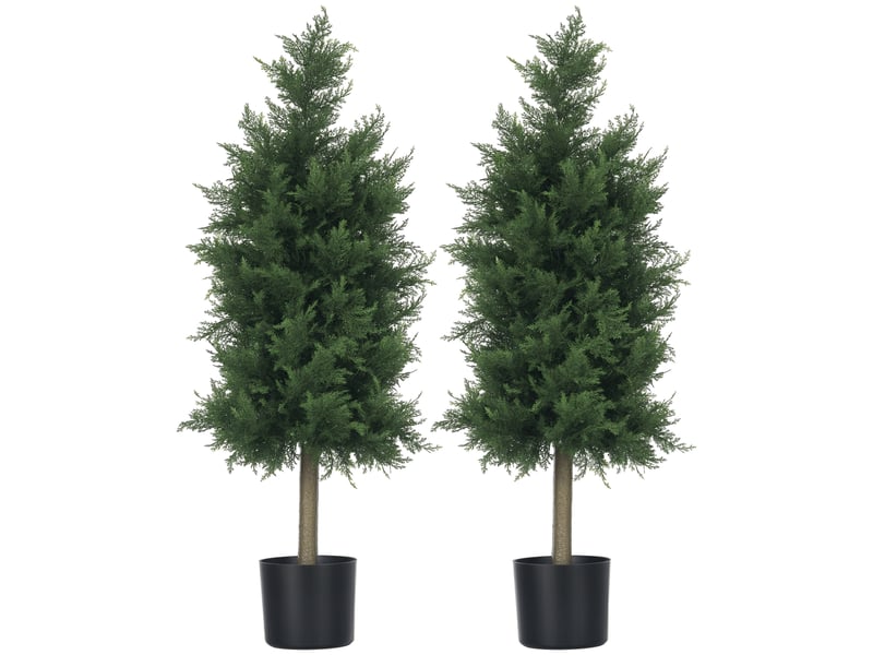 Lot de 2 plantes artificielles cèdre avec pot, hauteur 90 cm, conifère, 38l x 12,5l x 90h cm - Conforama A