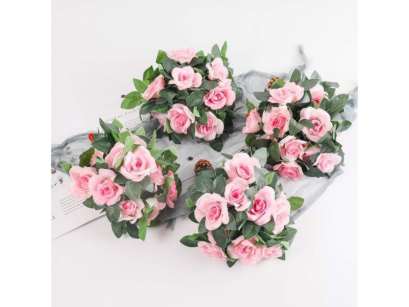  Guirlandes de roses artificielles, 4 pièces (70 cm), guirlandes de fleurs artificielles en soie pour la maison, le bureau, le jardin, la décoration (rose)  - Conforama B
