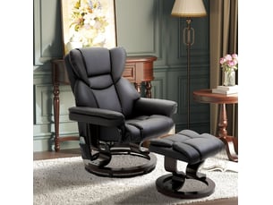 Fauteuil relax massant inclinable 79 x 82 x 101 cm – noir – pivotant 360° avec repose-pieds assorti