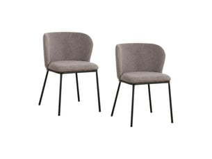 Lot de 2 chaises pavia gris beige – dossier enveloppant arrondi et pieds fins noirs