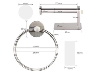 Ensemble de porte-serviettes de salle de bains en acier inoxydable, 5 pièces, argent