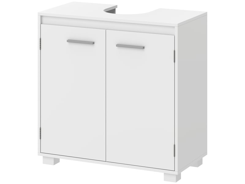  Meuble sous évier avec étagère réglable et 2 portes, 60 x 30 x 60 cm, blanc  - Conforama B