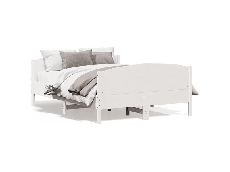  Lit double- lit adulte -  cadre de lit sans matelas blanc 120x190 cm bois de pin massif  - Conforama A
