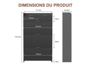 Meuble à chaussures 1 paire(s)  <strong></strong>  <strong></strong> coloris noir