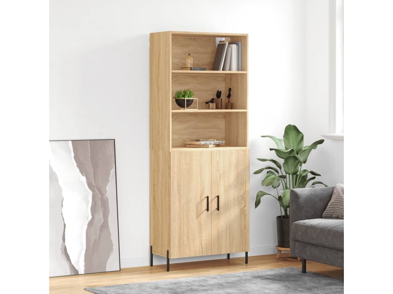 Buffet haut - bahut - meuble de rangement chêne sonoma 69,5x34x180 cm bois d'ingénierie - Conforama B