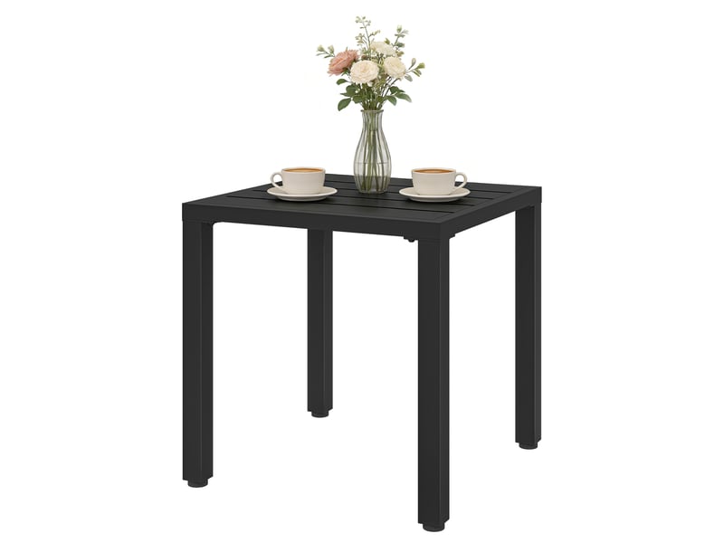  Table de jardin carrée, table de terrasse métal, plastique noir 45x45x45.5cm  - Conforama A