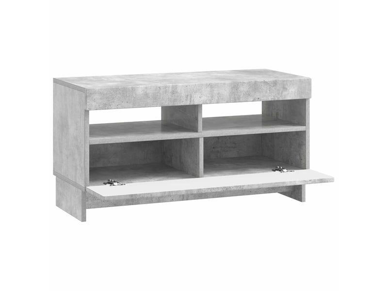 Meuble tv - banc tv - meuble de rangement led gris béton bois d'ingénierie - Conforama E