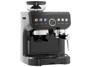 Machine à expresso 1600w avec moulin à grains, buse vapeur, pompe italienne 15 bars, réservoir d'eau 2 l, noir