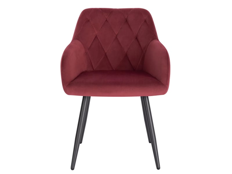  Chaise de salle à manger rouge en velours avec accoudoirs et pieds en métal  - Conforama A