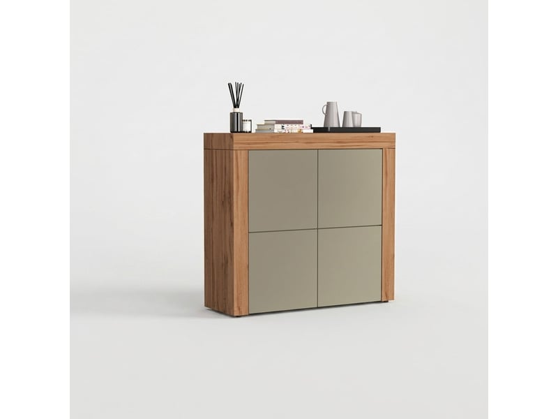  Buffet de salon moderne chronos avec 4 portes et 8 étagères - gris tourterelle  - Conforama A
