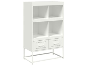 Buffet haut - bahut - meuble de rangement blanc 68x39x111,5 cm acier
