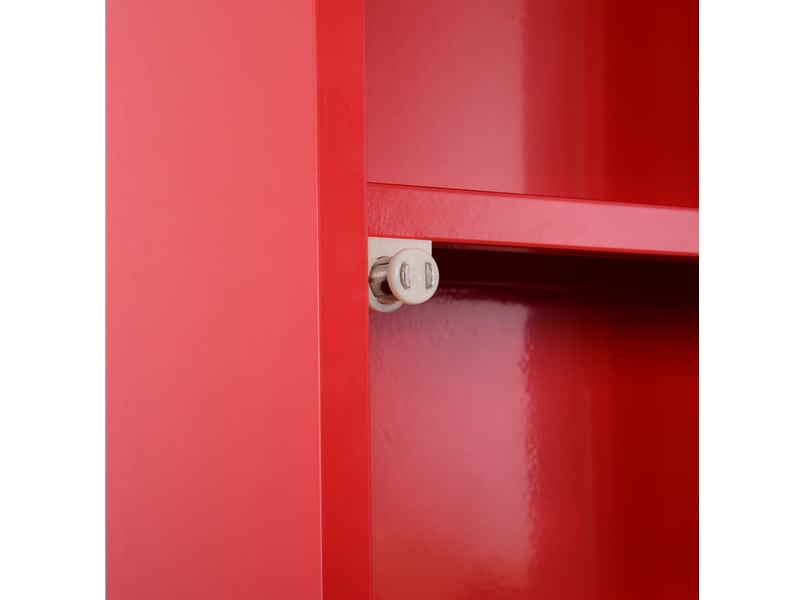  Armoire à pharmacie 30x12x60 cm – rouge – acier avec serrure et porte tip-on sécurisée en verre satiné  - Conforama D