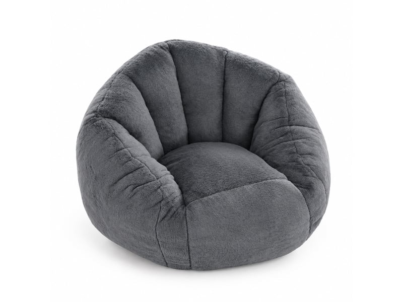  Fauteuil poire enfant modenvie gris en peluche polyester avec soutien ergonomique 75 x 70 x 52 cm  - Conforama A