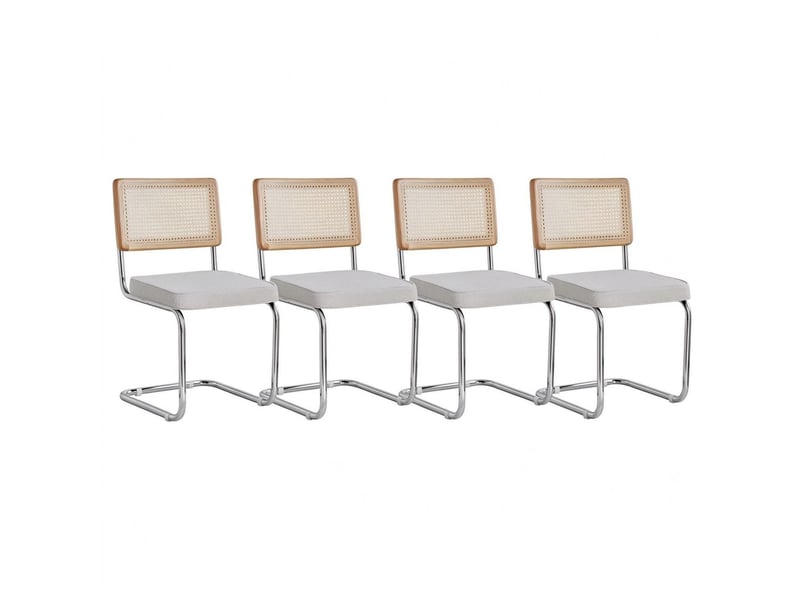 Lot de chaises 4 pièces à structure en porte-à-faux dossier respirant forme élégante usage multifonctionnel - Conforama A