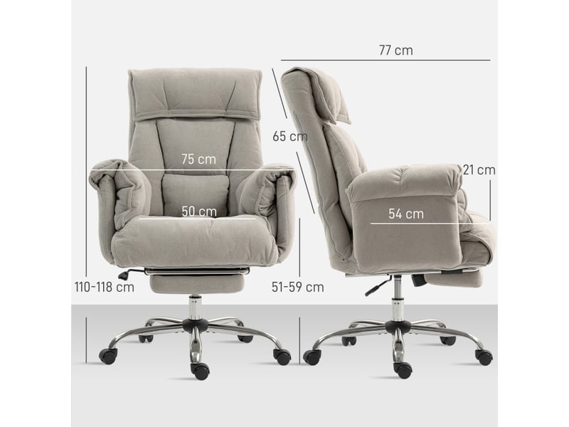  Fauteuil de bureau corian inclinable réglable repose-pieds gris clair  - Conforama C