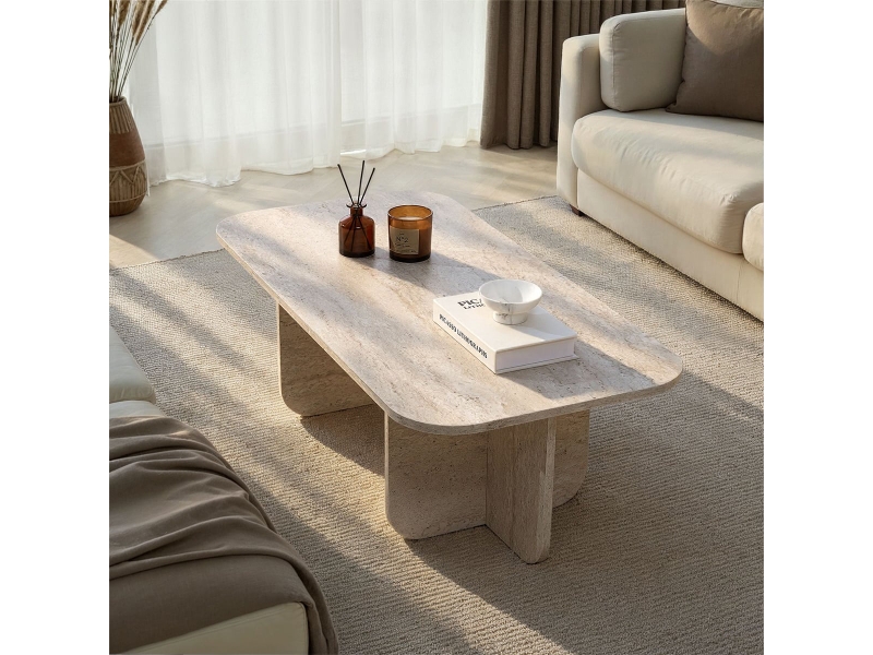 Table basse design en bois mélaminé akira - beige  - Conforama E