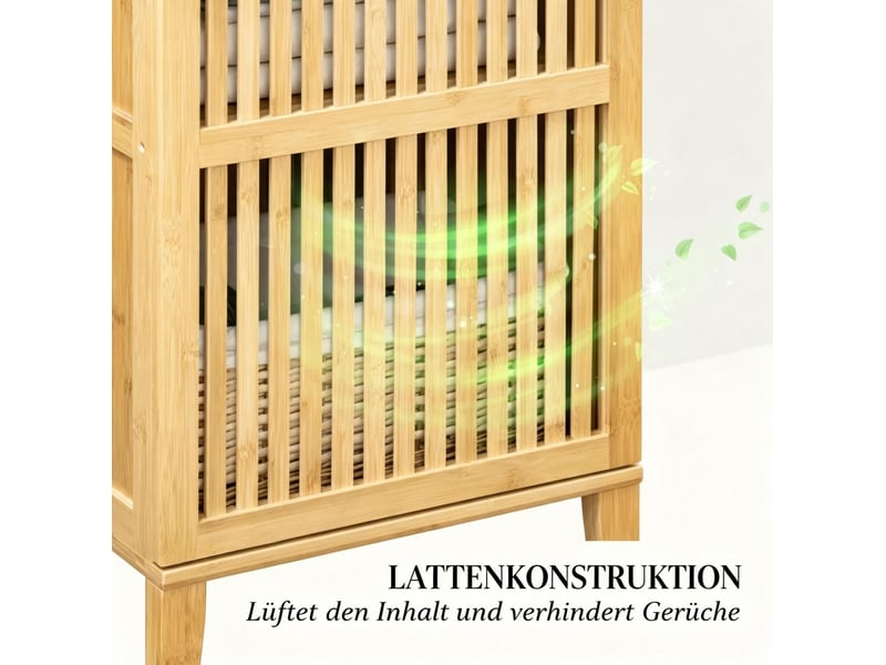  Armoire de rangement en bambou 40 x 30 x 140 cm – naturel – porte à lamelles et 4 étagères intérieures  - Conforama D