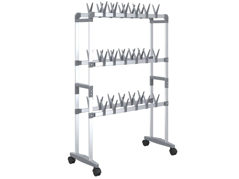  Meuble à chaussures, étagère à chaussures avec roulettes argenté 66x27x100 cm  - Conforama A