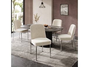 Lot de 4 chaises en velours coloris beige+argenté