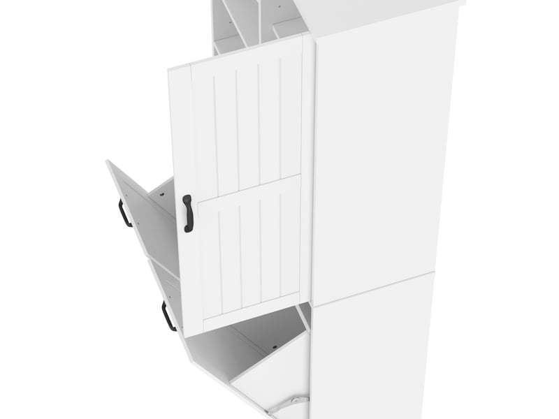  Armoire de salle de bain 78 x 35 x 172,7 cm – blanche – 2 paniers à linge et rangements modulables pratiques  - Conforama E