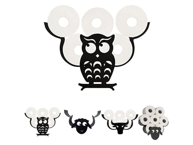  Porte-rouleau papier toilette hibou, mural, joli animal design. Pour salle de bain, cuisine et chambre. Accessoire décoratif et fonctionnel  - Conforama A