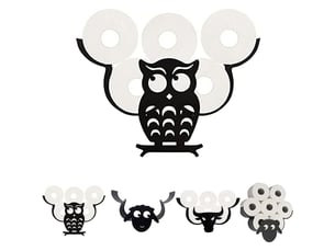 Porte-rouleau papier toilette hibou, mural, joli animal design. Pour salle de bain, cuisine et chambre. Accessoire décoratif et fonctionnel