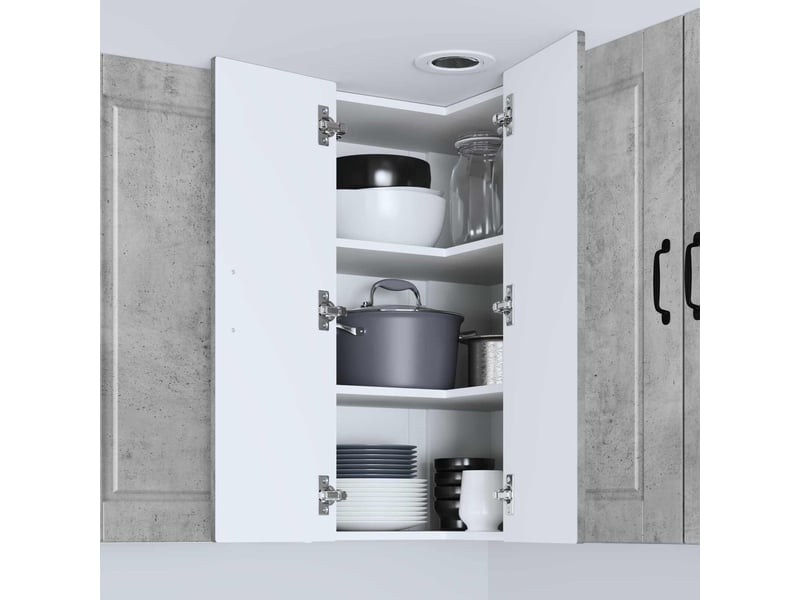  Meuble mural de cuisine, armoire d'angle cuisine porto gris béton 57x57x80cm  - Conforama D
