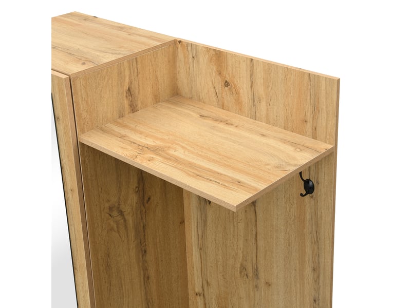  Vestiaire d'entrée avec miroir banc et meuble à chaussures mdf noir et naturel  - Conforama E