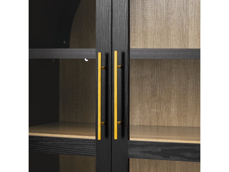  Meuble de cuisine muvano, buffet haut noir vitré à sommet arrondi, 76 × 40 × 180 cm  - Conforama R
