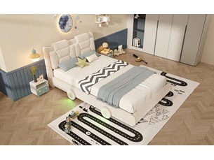 Lit simple 140x200 cm SEYAKANY coloris beige