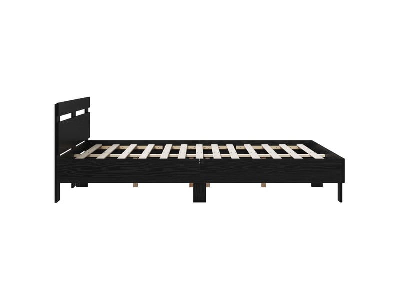 Lit double- lit adulte - cadre de lit chêne noir 135 x 190 cm bois d'ingénierie - Conforama D