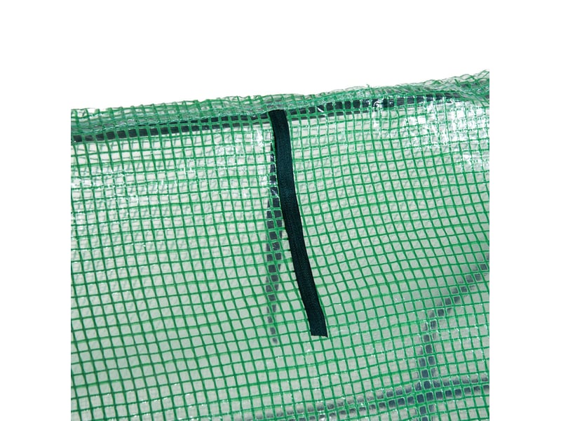 Serre de jardin 270x90x90 cm – verte – film pe anti-uv 140 gm², structure acier et fenêtres zippées - Conforama E