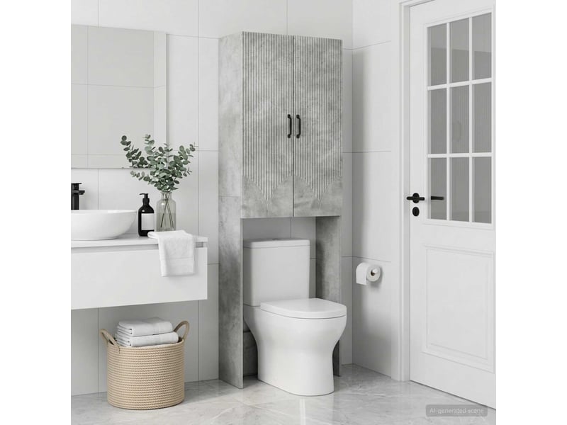  Armoire de toilette, meuble de toilette hoorn gris béton 66x25.5x190 cm  - Conforama B