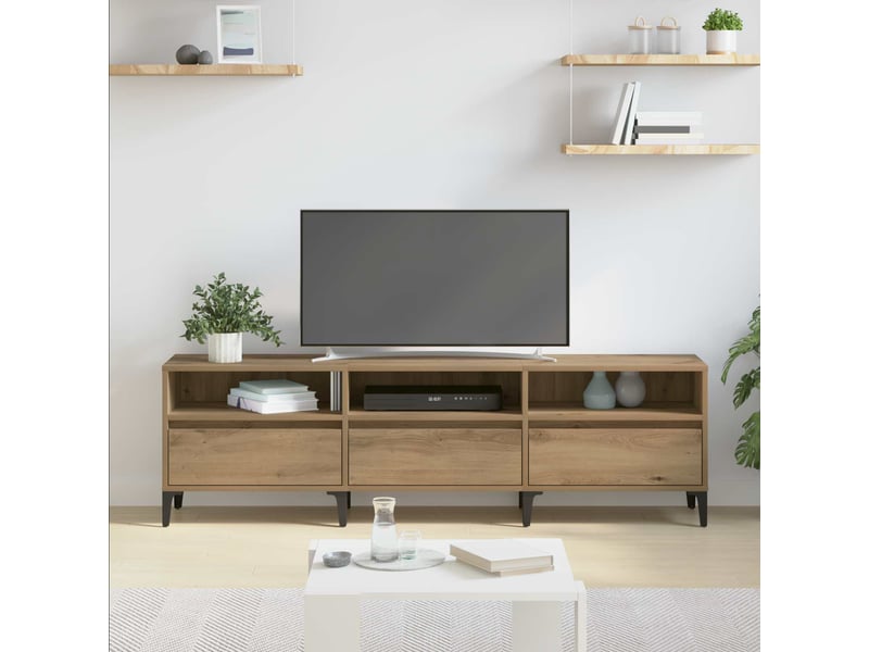  Meuble tv - banc tv - meuble de rangement 150 x 30 x 45 cm chêne artisanal  - Conforama D