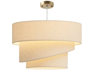 Suspension à 3 abat-jour aspect lin, ampoules non incluses (e14 40w), câble réglable, rosace de plafond dorée, beige