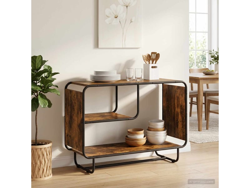 Buffet salon, buffet de rangement chêne fumé 93.5x37.5x64.5 cm bois d'ingénierie  - Conforama B