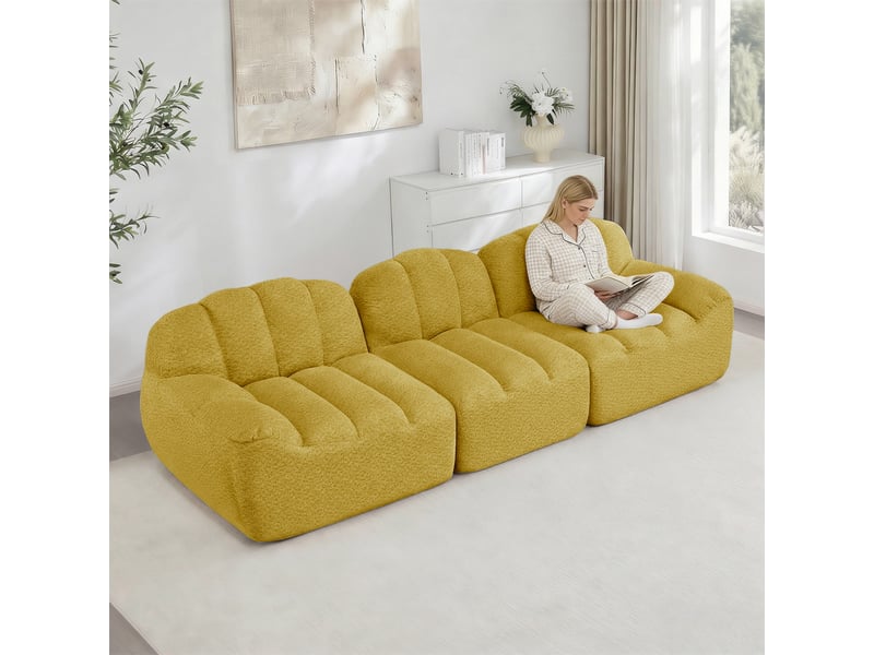 Canapé modulaire 4 places avec ottomane assise profonde 366 cm sans montage - Conforama B