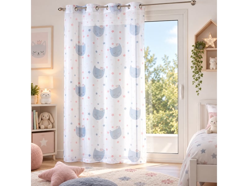  Panneau a oeillets rideau voile mimi chat  - Conforama B