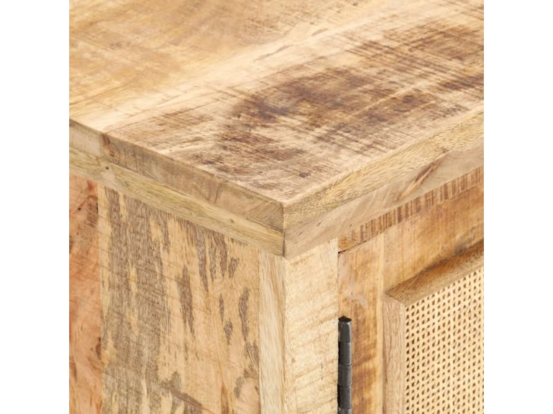  Table basse | table d'appoint salon 90x50x35 cm bois de manguier et canne naturelle  - Conforama E