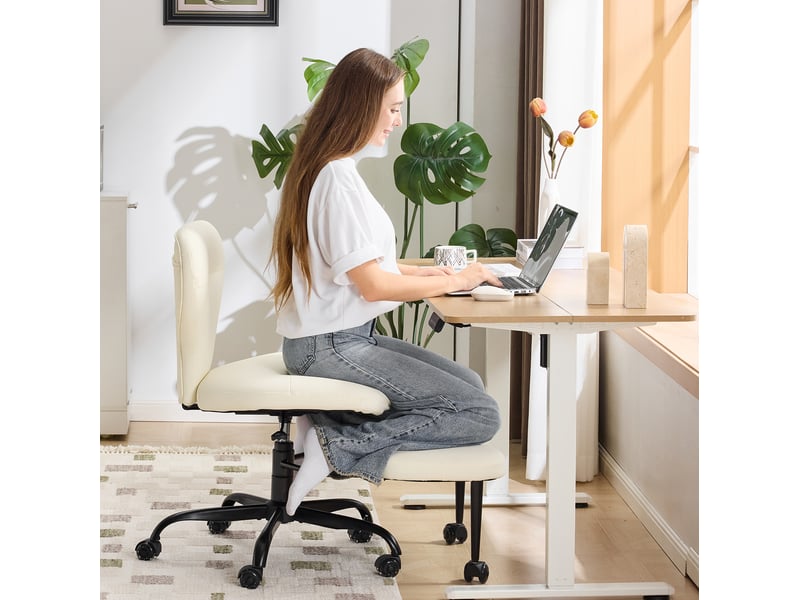  Chaise de bureau 67x80x84 cm pivotante réglable blanche  - Conforama B