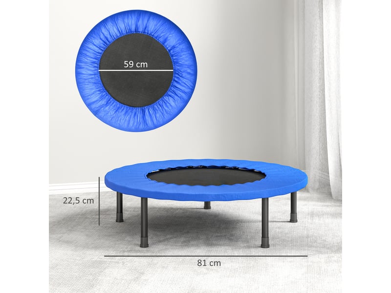 Mini trampoline de fitness, trampoline d'exercice avec pieds antidérapants, charge 100 kg, ø 81 x 22,5 cm, bleu et noir - Conforama C