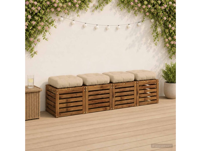 Lot de 4 coussins de siège, coussins d'assise vianen 100 % polyester crème cf60653 - Conforama B