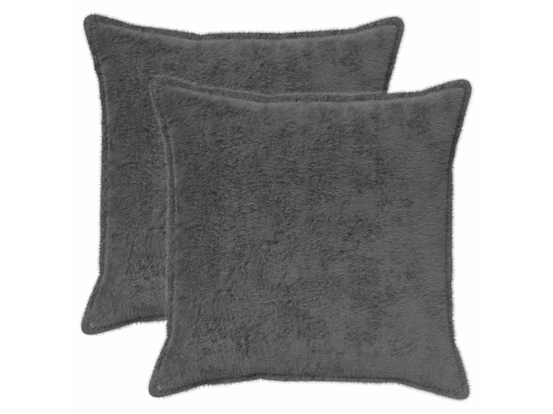 Lot de 2 housses de coussin houten gris foncé 65 x 65 cm cf49318 - Conforama A