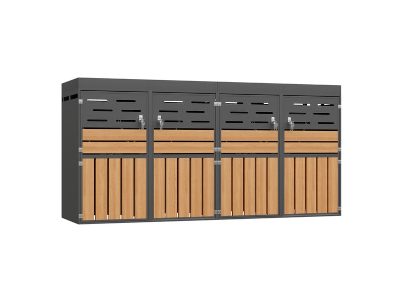  Armoire de jardin multifonctionnelle, coffre extérieur avec jardinière, gris, rangement ventilé  - Conforama A